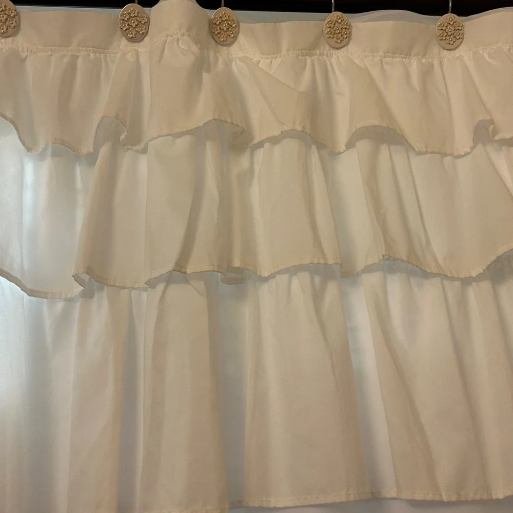 Shower Curtain Farmhouse White with Grace Ruffled 72